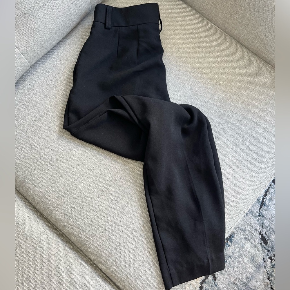 high waisted straight ankle slacks